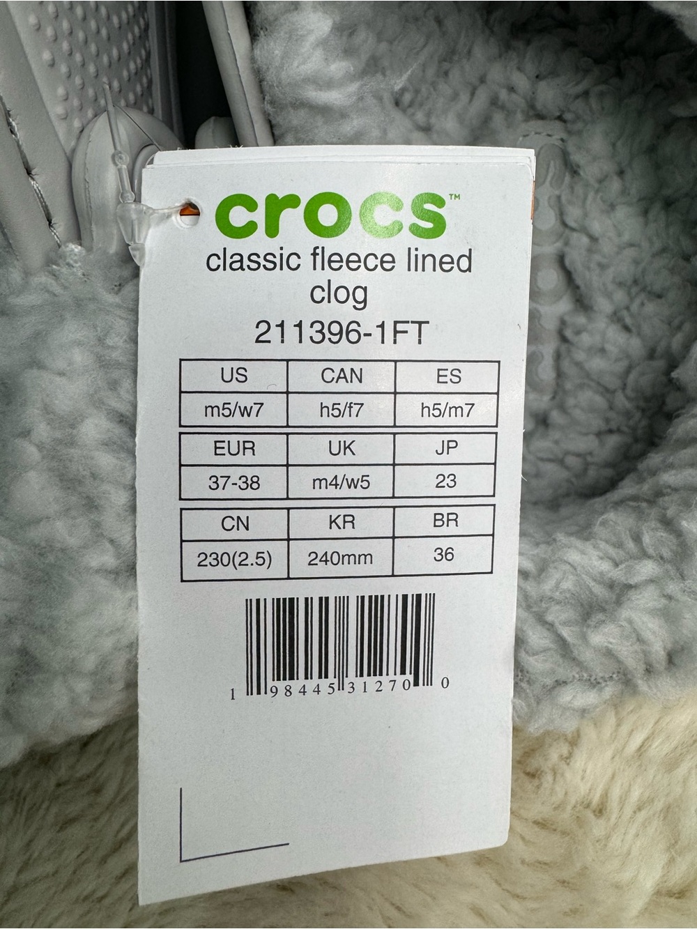 CROCS Classic Fuzz-Lined Clog - Light Gray - Picture 5 of 5